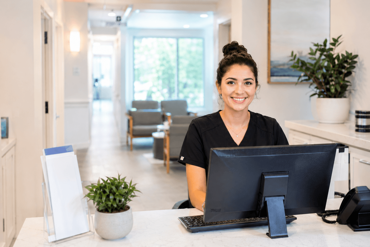 MOA at the front desk of a Vancouver primary-care clinic